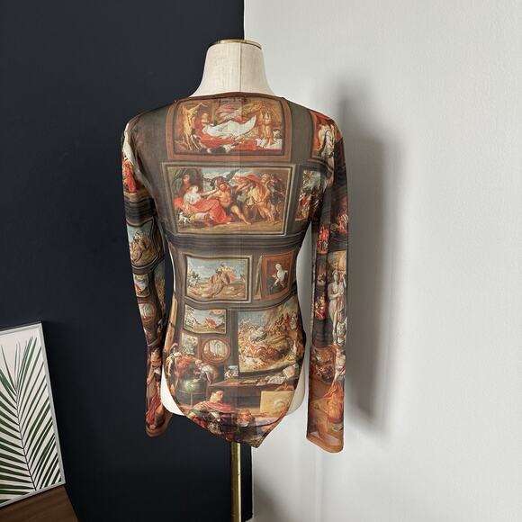 Zara Studio Of Apelles Willem Van Haecht Bodysuit Mesh Top Bloggers Favorite - Picture 11 of 11